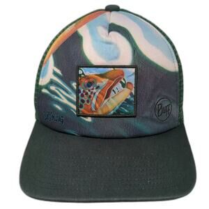 Buff Trucker Hat Green Blue OS Derek DeYoung Trout Fish Art Adjustable Snapback